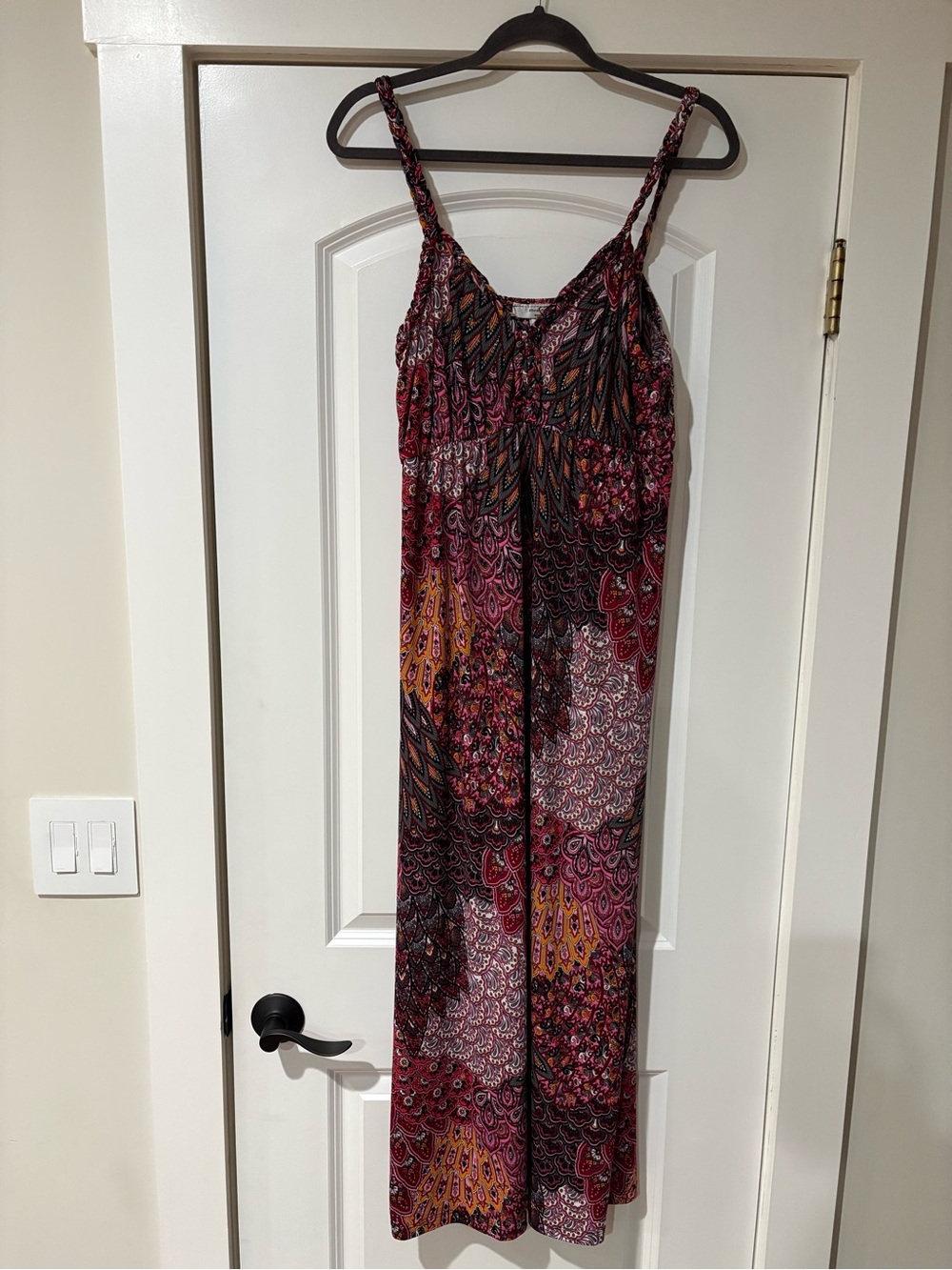 Moa Moa Burgundy and Mustard Printed Maxi Dress